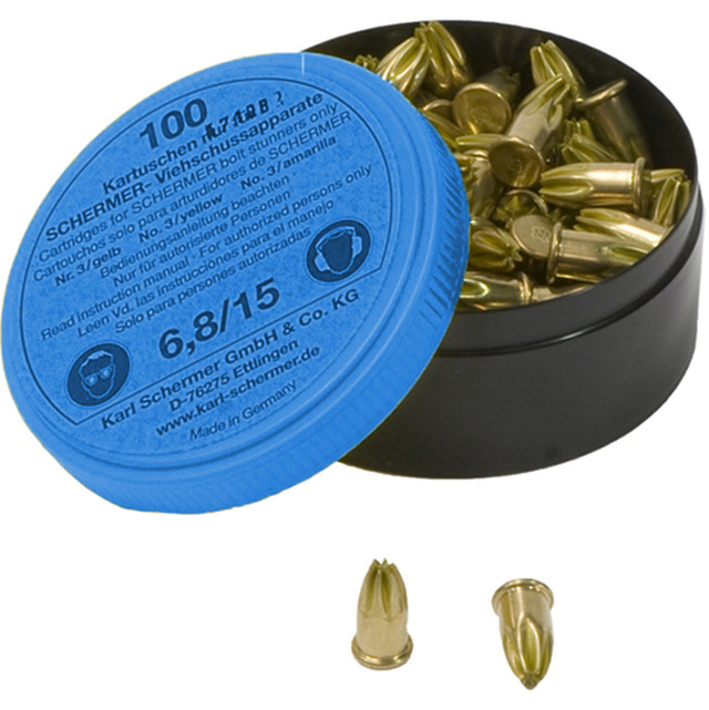 Charges, pour moyen bétail, 100 pcs. 6.8 mm, bleu