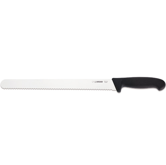 Couteau pour charcuterie, ondulé 36 cm, manche en plastique noir