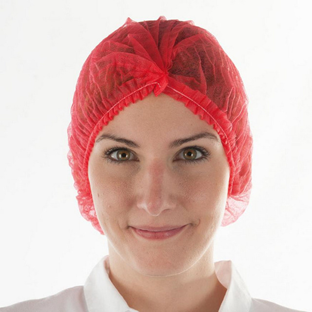 Bonnet jetable, 100 pcs. Ø 50 cm, clipé, rouge