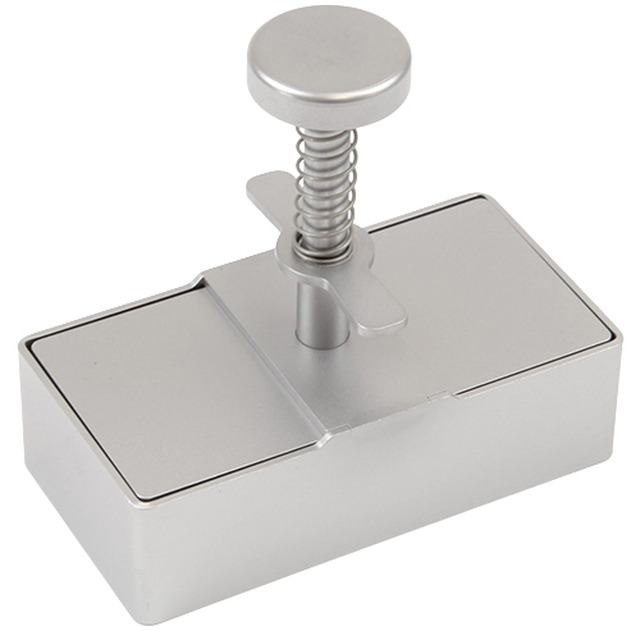 Presse à hamburger, rectangulaire, inox 10 x 4 cm