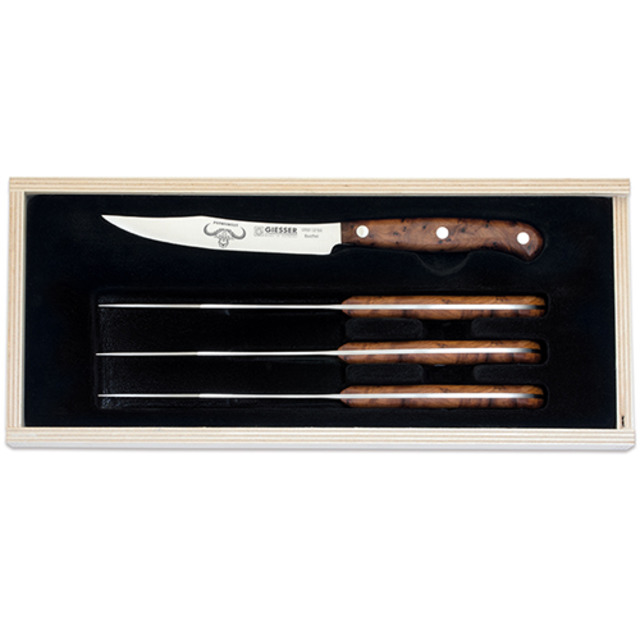 PremiumCut Steak-Set manche en acrylique, red diamond