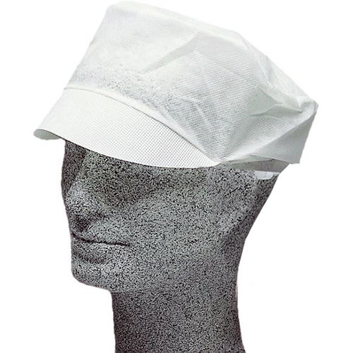 Bonnet jetable à visière blanc sans protection nuque, 50 pcs.